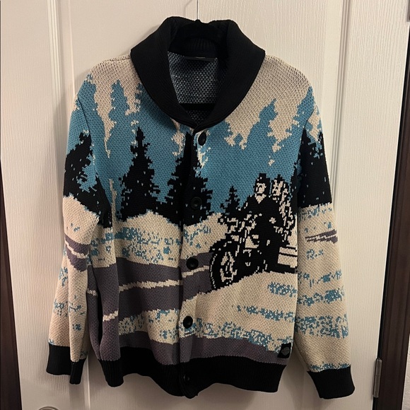 Harley Davidson Motorcycle Graphic Knit Cardigan